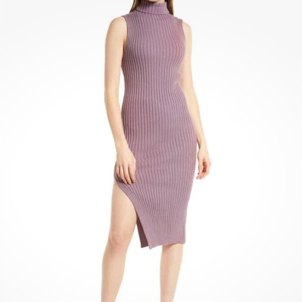 Vivi Turtleneck Sleeveless Ribbed Knit Dress